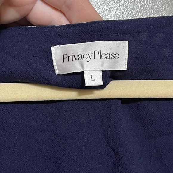 Privacy Please Siena Blue Polka Dotted Cropped Cut Out Top size Large - Picture 3 of 9